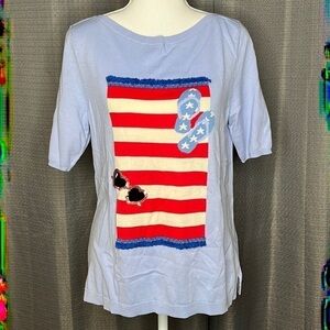 TALBOTS SMALL BLUE BEACH TOWEL SWEATER